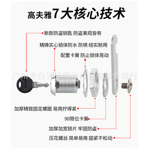 Gao Fuya Rotary Tongue <b>Lock</b> Zinc Alloy Mailbox Cabinet <b>Lock</b> With Keys Durable Easy Installation - Product Image 3