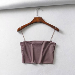 Camisole courte sans bretelles pour femme, style streetwear européen et américain, couleur unie, avec fines bretelles élastiques, tendance Instagram transfrontalière - Product Image 3
