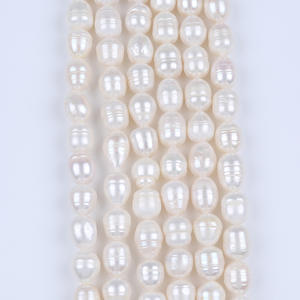 Promotion de perles d'eau douce naturelles en forme de riz, 11-12 mm, blanches, faites à la main, matériaux de bijouterie DIY, vente en gros à Zhuji - Product Image 2