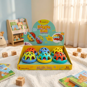Pelota Sonajero Inflable de Plástico Suave para Bebés, Mordedor Sensorial con Campana, Fácil de Agarrar, Juguete Infantil con Sonido para Mayores de 3 Meses, Multicolor - Product Image 6