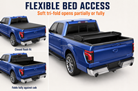 Couverture de benne de camion pliable en trois parties, imperméable, sans perçage, avec cadre en aluminium verrouillable pour Actyon Sports Korando Pickup