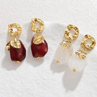 Anting Geometris Irregular Terlaris Emas 18k Gaya Retro Anting Gaya Rambut Lipit dengan Desain Minimalis