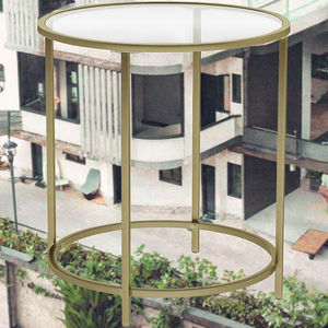 Juego de 2 Mesas de Centro Modernas de Lujo con Base de Metal Dorado y Tapa de Mármol para Sala de Estar - Product Image 3