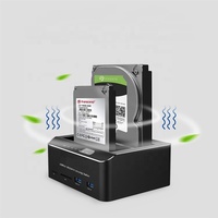 Black dual bay hard drive enclosure 3.5 usb 3.0 SATA/IDE interface with SD TF Card Reader for 2.5&3.5 Inch HDD SSD