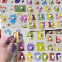 Multiplex/Hout Alfanumerieke handgreeppuzzel Dieren Fruit Cognitieve puzzelbord Montessori Educatief speelgoed voor peuters (0-4 jaar)