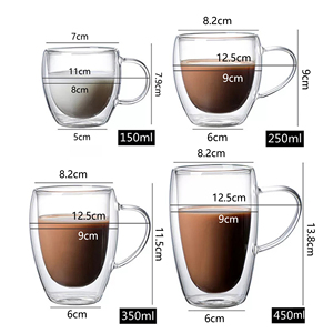 Hot bán nhiệt-chống cách nhiệt 250ml cao Borosilicate đôi tường ThủY Tinh Trà cốc cà phê cốc với xử lý - Product Image 2