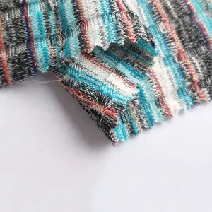 Polyester Rayon Spandex Fancy Cầu Vồng Sọc Sườn Cuff Thể Thao Mặc Vải Dệt Kim