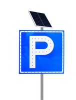 Panneau de signalisation routière LED solaire en aluminium, éclairé, pour parking et autoroute