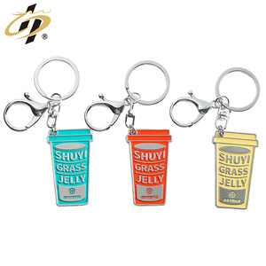 Wholesale Customization Luxury Cute Designer Milk Tea Coffee Cup Keychains Metal Enamel Keychain
