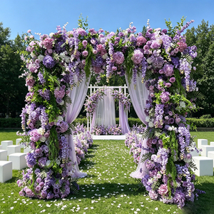 Arco de Flores Cuadrado de Rosas Púrpuras de Seda Artificial Hechas a Mano, Realistas, para Bodas, Graduaciones, Eventos de Pascua, Tamaño Personalizable - Product Image 1
