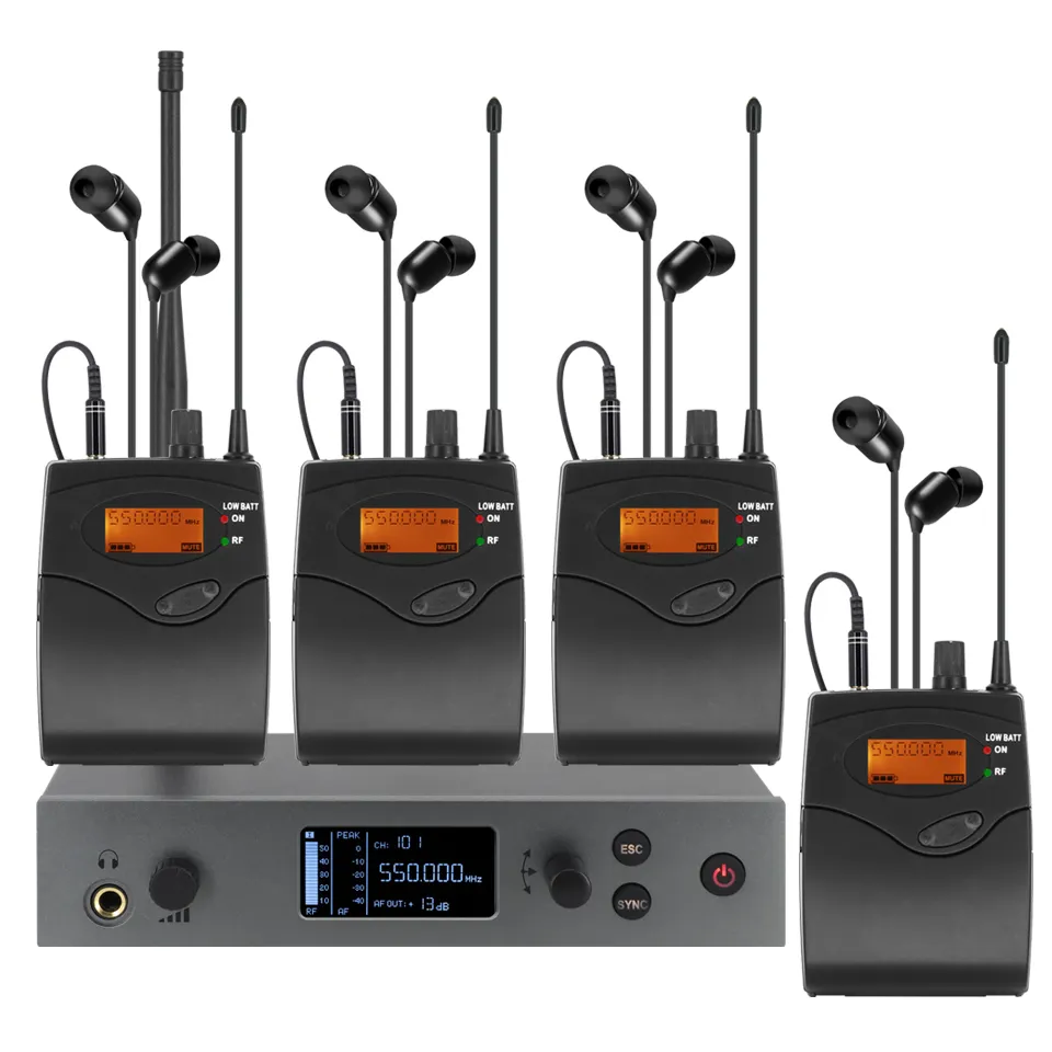 ERZHEN Zwei-Kanal-Überwachung Schallkopfhörer kabelloses In-Ear-Monitor-Professionalsystem G4