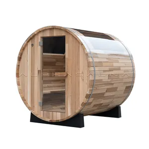 Sauna de madera de cedro para el hogar, habitaciones de vapor para exteriores, panorámicas, techo solar tradicional, en cedro rojo