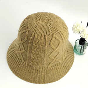 Sombrero de pescador de punto de lana MERINO personalizado de Invierno para mujer, sombrero de cubo de Color sólido Europeo Americano - Product Image 3
