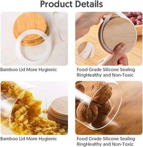 Customized Logo Wholesale Reusable Airtight <b>Kitchen</b> Glass <b>Jar</b> Container Food <b>Storage</b> with Lid - Product Image 5