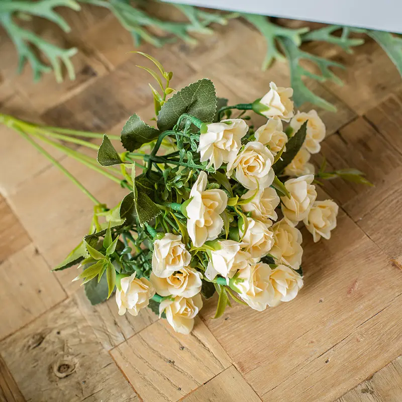 Bulk verkoop goedkope kunstmatige bloemstuk rose boeket kunstmatige bloem voor home decor