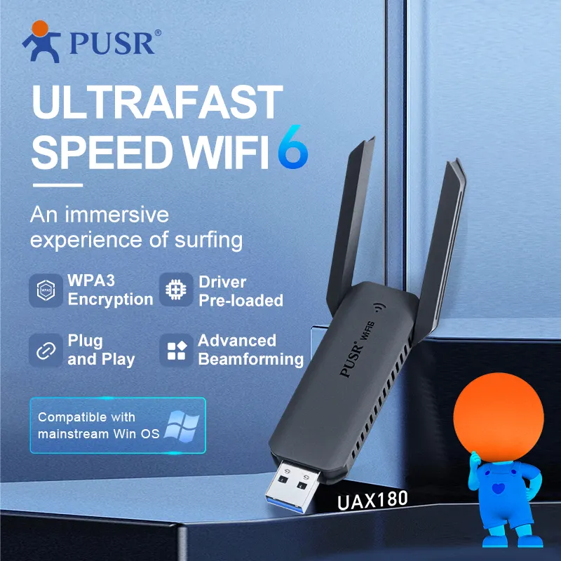 PUSR WiFi6 USB ağı adaptör desteği 2.4G & 5G USB3.0 çift bantlı USR-UAX18