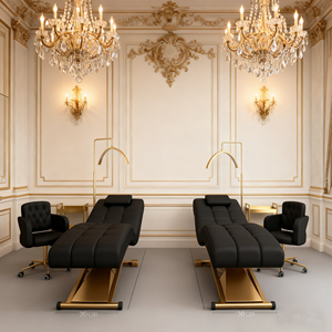 Lit électrique de luxe incurvé pour extensions de cils, ensemble de mobilier de salon de beauté, lit de broderie de cils cosmétique - Product Image 5
