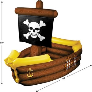 PVC Pirate Ship Halloween Decoration Treasure Chest Game Supplies Party Theme Indoor Coffee Brown 99*83.8CM - Product Image 5