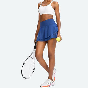 กระโปรงเทนนิสสำหรับผู้หญิงกระเป๋าใส่โทรศัพท์และลูกบอลสองชั้นมีซิประบายอากาศได้ดียกสูง - Product Image 4