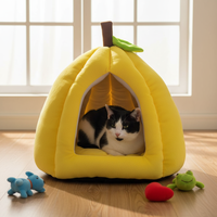 Maison douce et luxueuse pour petits chiens et chats, pliable, lavable, à bouche ronde, style citrouille, moderne