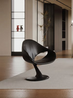 Fauteuil de salon pivotant moderne de luxe en fibre de verre, design créatif noir, avec piédestal incurvé, pour villa, salon, hôtel