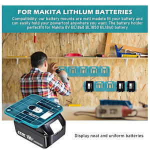 Support de batterie mural pour Makita 18V BL1860 BL1850 bleu avec 2 vis, organisateur de rangement d'outils de garage - Product Image 4