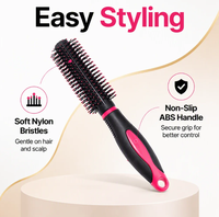 Ensemble de 3 brosses à cheveux professionnelles auto-nettoyantes, droites, avec manche en ABS personnalisé, brosses de massage, avec logo personnalisé pour un usage domestique