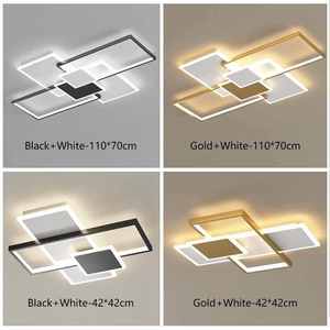 Lustre de plafond minimaliste noir encastré led carré acrylique noir or plafonniers pour chambre - Product Image 2