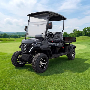 Nouvelle conception de voiturette de golf électrique noire à 2 places homologuée pour la route avec benne de chargement, véhicule <span class=keywords><strong>utilitaire</strong></span> électrique tout-terrain pour l'extérieur - Product Image 1