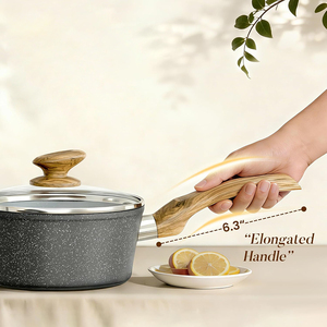 Juego de Ollas y Sartenes de Alta Calidad con Revestimiento de Mármol Moderno, Tapas de Vidrio de Silicona, Asas de Acero Inoxidable, 12 Piezas, Juego de Utensilios de Cocina de Aluminio Forjado - Product Image 5