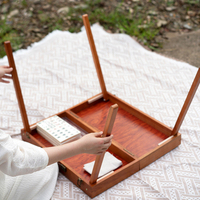 Table de mahjong pliable compacte moderne avec surface de jeu concave, pieds en bois massif, pour 4 joueurs, camping en plein air, soirées de jeux en intérieur