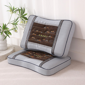 Oreiller en mousse à mémoire de forme à graines de Cassia et soie glacée, rectangulaire 35x55cm, rafraîchissant pour le sommeil, soutien de la colonne cervicale, utilisation en dortoir - Product Image 1