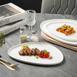 Assiette de table triangulaire en céramique pour restaurant, en porcelaine blanche pure, pour desserts, steaks, pâtes, sushis et salades - Product Image 4