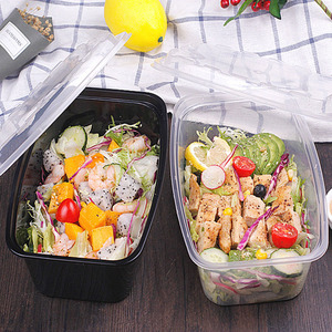 Contenedor <span class=keywords><strong>rectangular</strong></span> de plástico para alimentos, caja de embalaje desechable para llevar, con tapa, 1500M - Product Image 3