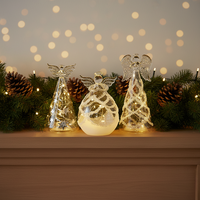 Funkelnde Glänzende Klare Glas-LED-Engel-Deko Feenlichter Stern-Ornamente Weihnachten Neujahr Tischdekoration Festlich Hochwertig