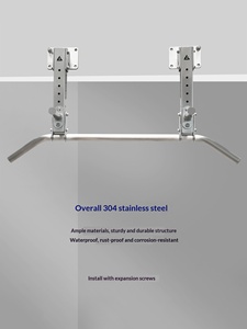 Barra de dominadas de acero inoxidable 304 para pared, con orificios de montaje, altura ajustable (38-80 cm), para fitness en casa - Product Image 2