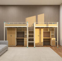 Lit superposé moderne en métal pour dortoir scolaire avec bureau intégré, design de lit superposé