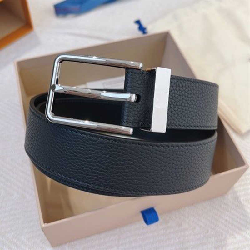 Litchi pattern silver buckle-115cm