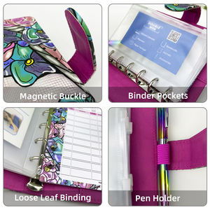 A6 Custom PU Leather Money Savings Organizer <strong>Mini</strong> Metal Ring Budget Binder With Cash Tracker <strong>Envelopes</strong> - Product Image 3