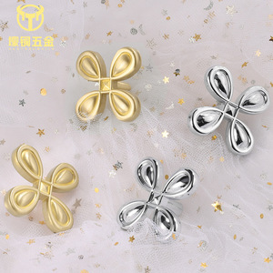 Furniture Handle Four Leaf Clover Shape Brass Drawer Wardrobe Knob Gold Silver Minimalist Design - Product Image 3