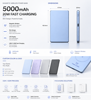 Großhandel OEM 5000mAh Li-Polymer Ultra Slim Magnetisches Kabelloses 20W PD Schnellladegerät mit LED-Anzeige, Metall, Typ-C, Universell, Tragbar