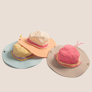 หมวกถังบอนนี่แห้งเร็วดีไซน์ใหม่สำหรับเด็กกลางแจ้งแบบตะวันตกหมวกกันแดดสีตัดกันแบบซาฟารีสำหรับงานเลี้ยงตกปลาขายส่ง - Product Image 6