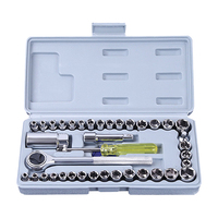 40pcs 1/4 \ "Kit d'outils à main Boîte à outils de réparation de voiture Clé à molette Jeu de douilles