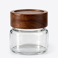 Bocal en verre hermétique personnalisé avec couvercle en bois d'acacia, gravure de logo, pour le stockage d'aliments secs ou de fleurs séchées
