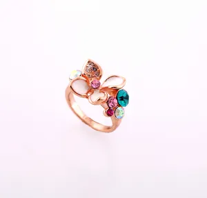 Jz1004 anel feminino de ouro, anel colorido de esmalte branco, com strass 14k, joias banhadas em ouro rosé, moda de luxo, 2021