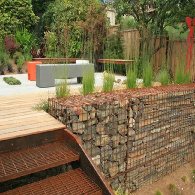 Malha de fio curvada 3x1x1 soldada galventilador gabion caixas cerca