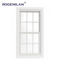 Fenêtres à double battant en verre trempé ventilées avec grilles, en aluminium à double vitrage, fournisseur chinois Rogenilan