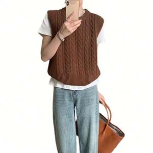 Suéter Casual Holgado para Mujer, Cuello en V, Color Sólido, para Otoño, Servicio OEM Disponible, Tejido Plano Suave, 100% Algodón - Product Image 5