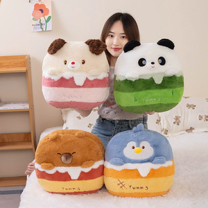 HY Adorable Manta de <span class=keywords><strong>Aire</strong></span> Acondicionado 2 en 1 de Felpa Súper Suave con Diseño de Capibara, Panda, Cachorro y Pingüino, Muñeco de Peluche, Almohada para Siesta y Abrazo, Juguete de Malla de Algodón PP - Product Image 3