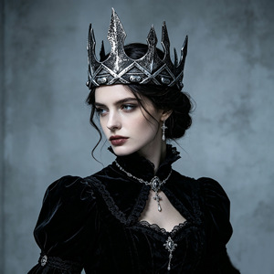Couronne Gothique Rétro Noire Style Corbeau pour Costume de Cosplay Roi/Roière, Coiffe en Alliage Métallique 50g Unisexe - Product Image 4